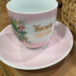 Pink Vintage Floral 'Forget Me Not' Teacup and Saucer
